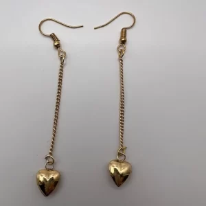 back view of heart dangler earrings in gold filled