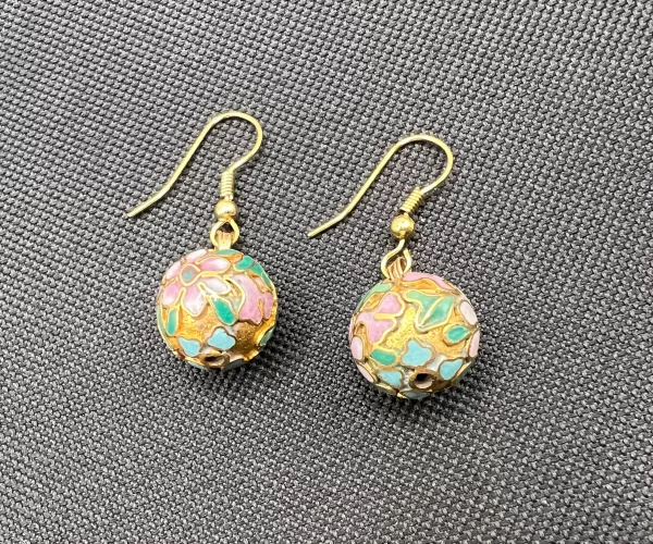 big round cloisonne ball earrings