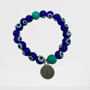 Glass ceramic evil eye stretch beaded bracelet