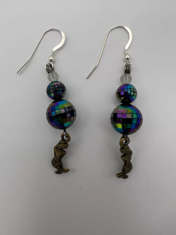 carnival bead earrings with mermaids