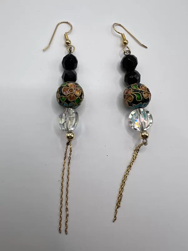 double jet cloisonne crystal earrings 2