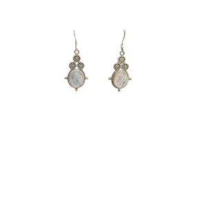 milky white moonstone earrings on card