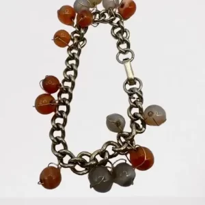 Carnelian and Grey Agate bead wire wrapped bracelet