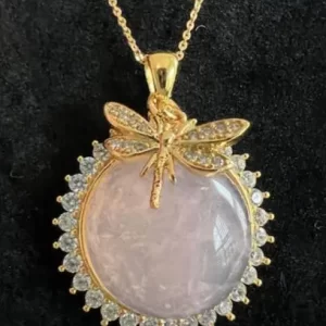 Rose Quartz round cabochon pendant